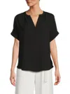 T Tahari Women's Splitneck Top In Black