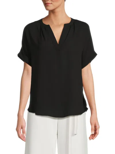 T Tahari Women's Splitneck Top In Black