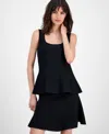 T Tahari Square Neck Peplum Top