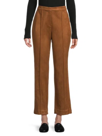 T Tahari Women's Straight-leg Faux Suede Pants In Burgundy