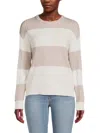 T TAHARI WOMEN'S STRIPED CABLE KNIT SWEATER