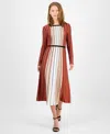 T Tahari Long Sleeve Round Neck Vertical Color Block Stripe Dress In Multi
