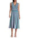 T Tahari Women's Striped Midi-dress In Blue Multi