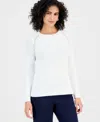 T Tahari Women's Studded Crewneck Sweater In White