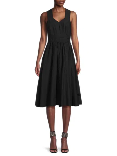 T Tahari Women's Sweetheart Neckline A Line Midi Dress In Black