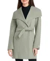 T Tahari Women Tie Belt Wing Collar Wool Wrap Coat In Sage In Multi