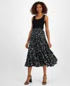 T Tahari Fit And Flare Dress In Black,flor