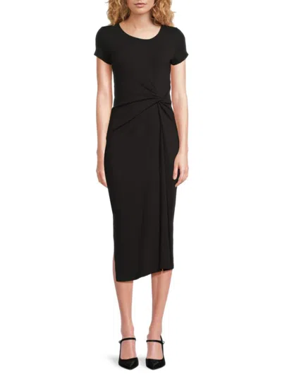 T Tahari Women's Twist T Shirt Midi Dress In Black