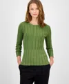 T Tahari Women's Variegated Crewneck Knit Top In Green