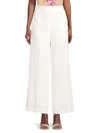 T Tahari Women's Wide Leg Linen Blend Pants In Star White