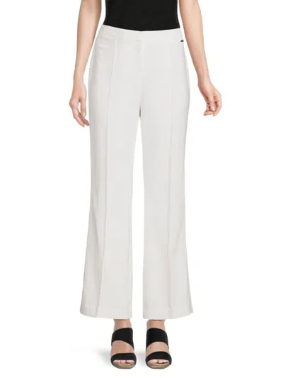 T Tahari Women's Wide Leg Pintuck Trousers In White Star