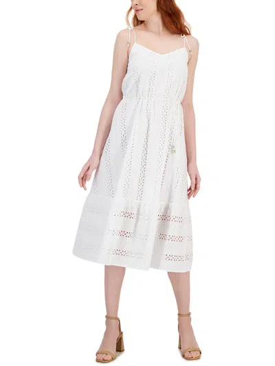 T Tahari Womens Cotton Mid Calf Sundress In Multi