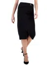 T Tahari Womens Knee-length Solid Pencil Skirt In Black