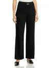 T Tahari Womens Knit Creased Flared Pants In Black