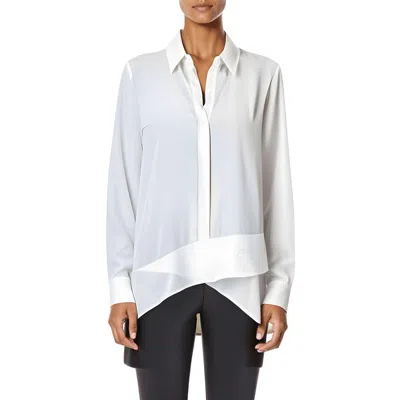 T Tahari Womens Overlap Long Sleeves Blouse