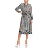 T Tahari Womens Printed Satin Midi Dress In Multi