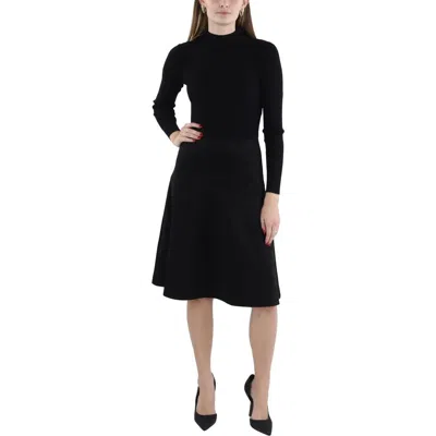 T Tahari Womens Ribbed Mock Neck Sweaterdress In Black