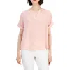 T Tahari Womens Solid Polyester Blouse In Multi