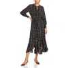 T Tahari Split Neck Midi Dress In Multi