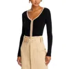 T Tahari V Neck Ribbed Sweater In Multi