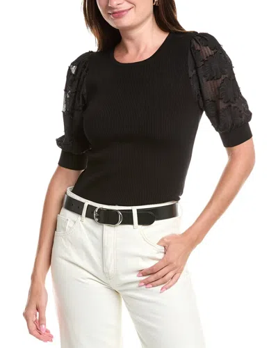 T Tahari Woven Top In Black