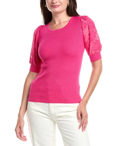 T Tahari Woven Top In Pink