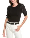 T Tahari Woven Top In Black
