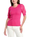 T Tahari Woven Top In Pink