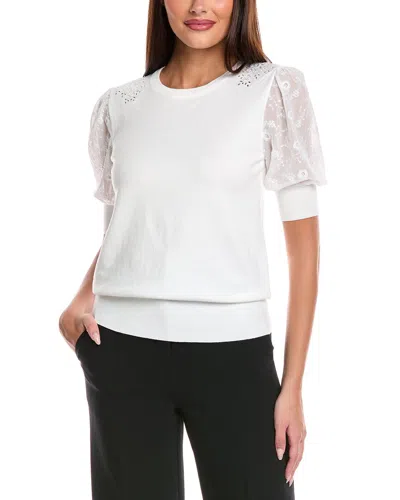 T Tahari Woven Top In White