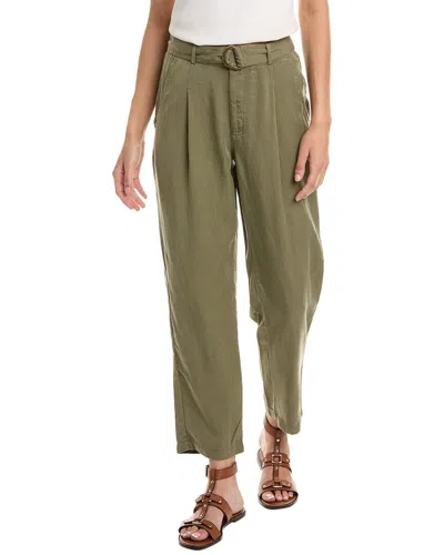 T Tahari Woven Twill Tapered Leg Fly Ankle Pant In Green