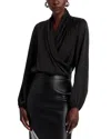 T Tahari Wrap Blouse In Black