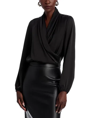 T Tahari Wrap Blouse In Black