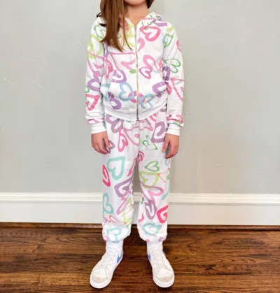 T2love Kids' Girl's Pastel Hearts Joggers In Multicolor