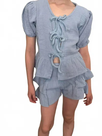 T2love Kids' Girls' Smocked Side Ruffle Shorts In Blue