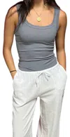 T2love Raw Edge Tank In Grey In Grey