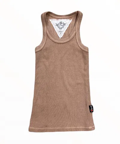 T2love Raw Edge Tank In Mocha In Brown