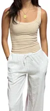 T2love Raw Edge Tank In Natural In White
