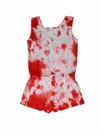 T2love Tie Dye Romper In Red In Multi