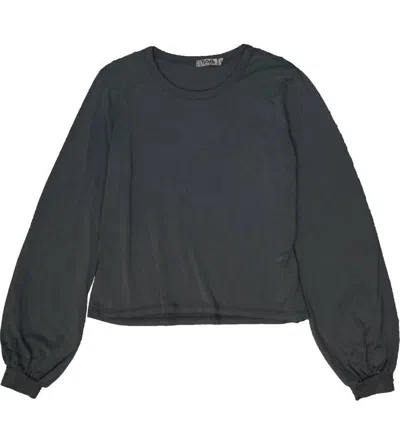 T2love Women's Puff Sleeve Crew Long Sleeve Tee - Short Length In T Grey In Multi