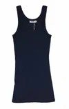 T2love Raw Edge Tank In Black In Blue