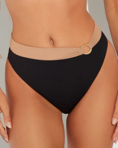 Ta3 Cheeky High Wasited Bikini Bottoms In Black