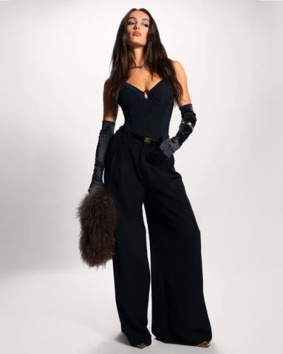 Ta3 Corset Bodysuit In Black