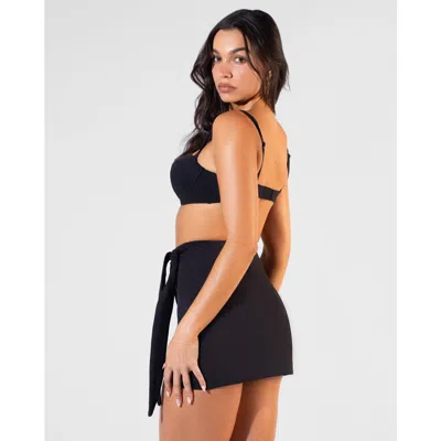 Ta3 Faux Wrap Mini Cover-up Skirt In Black