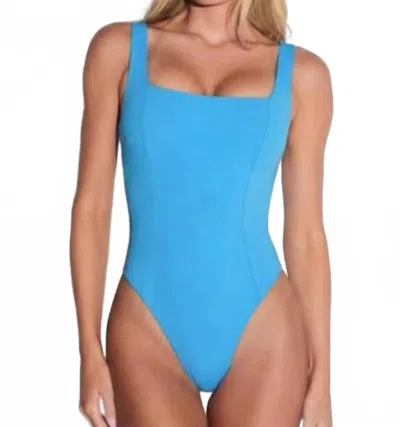 Ta3 Hi Cut Squarey One Piece In Aqua In Blue