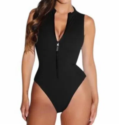 Ta3 Hi Cut Zippy One Piece In Black