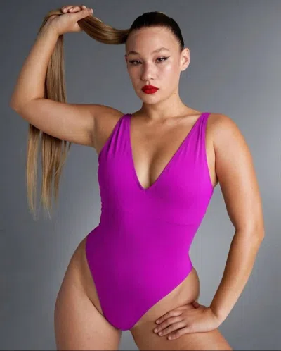 Ta3 High Cut Plungey One Piece In Orchid In Brown