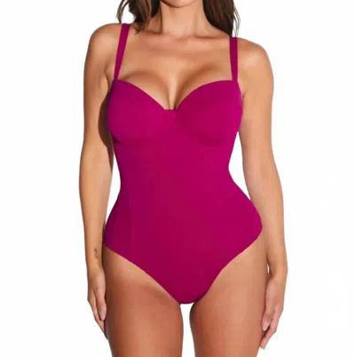 Ta3 Lushy One Piece Sculpting Swimwear In Berry Pink In Multi
