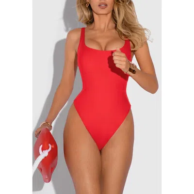 Ta3 Mega Sculpting Scoop Neck High Cut One-piece Swimsuit In Red