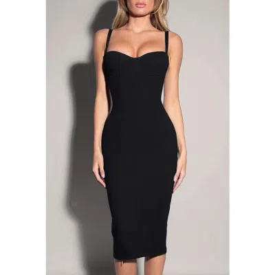 Ta3 Mega Sculpting Seamed Midi Dress In Black