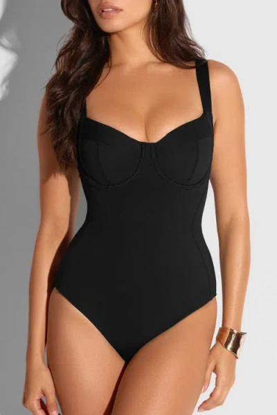 Ta3 Mega Sculpting Underwire B/c Cup One Peice Swimsuit In Black
